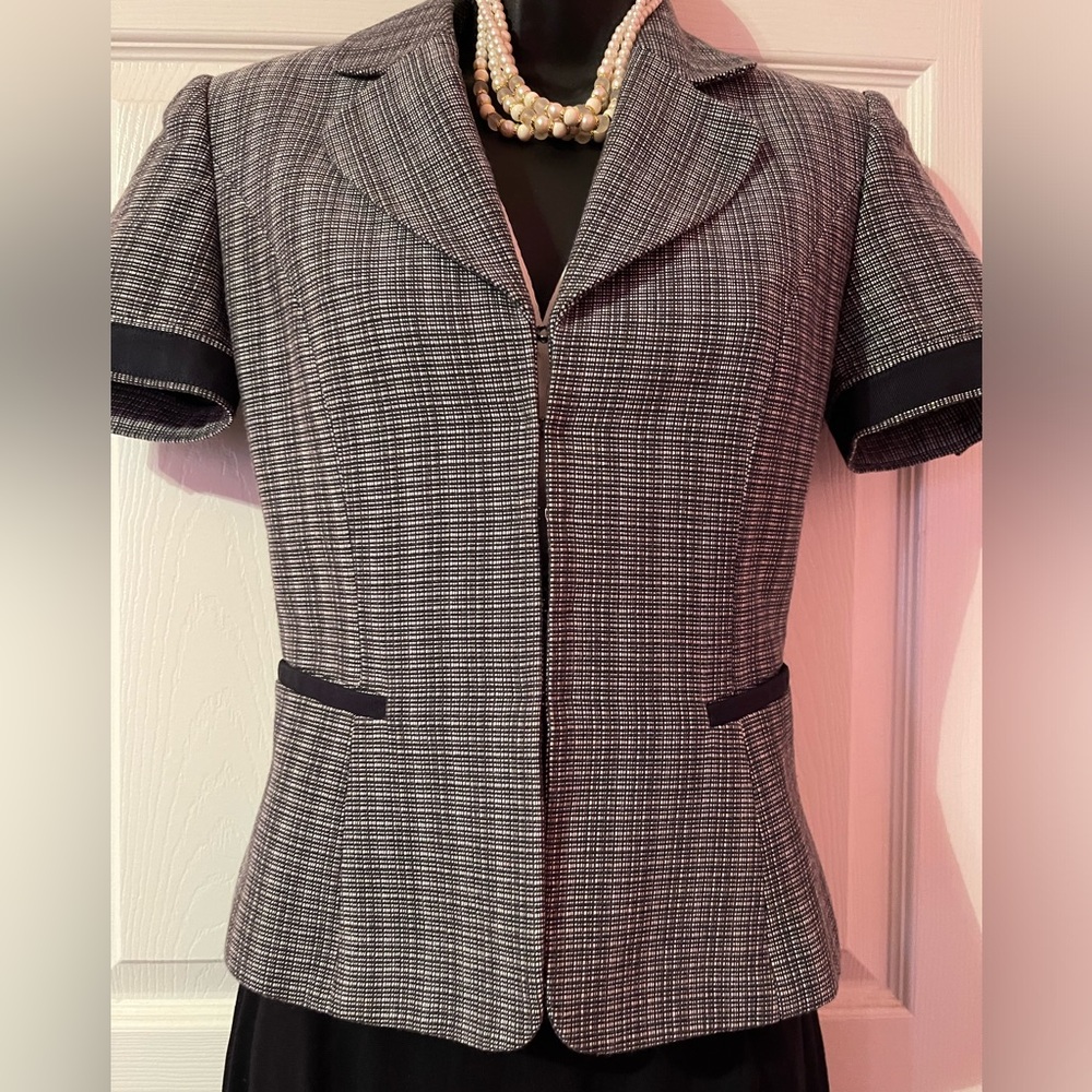 Antonio Melani Tiny Plaid Checked Gray Tailored S… - image 1